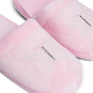 Pink Butterfly Embroidered Slippers by Dolls Kill- BFF Appeal
